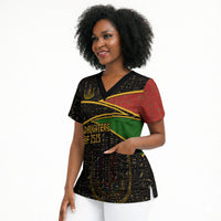 Daughters Of Isis Scrub Top Ancient Egyptian Queen Hieroglyphic Art
