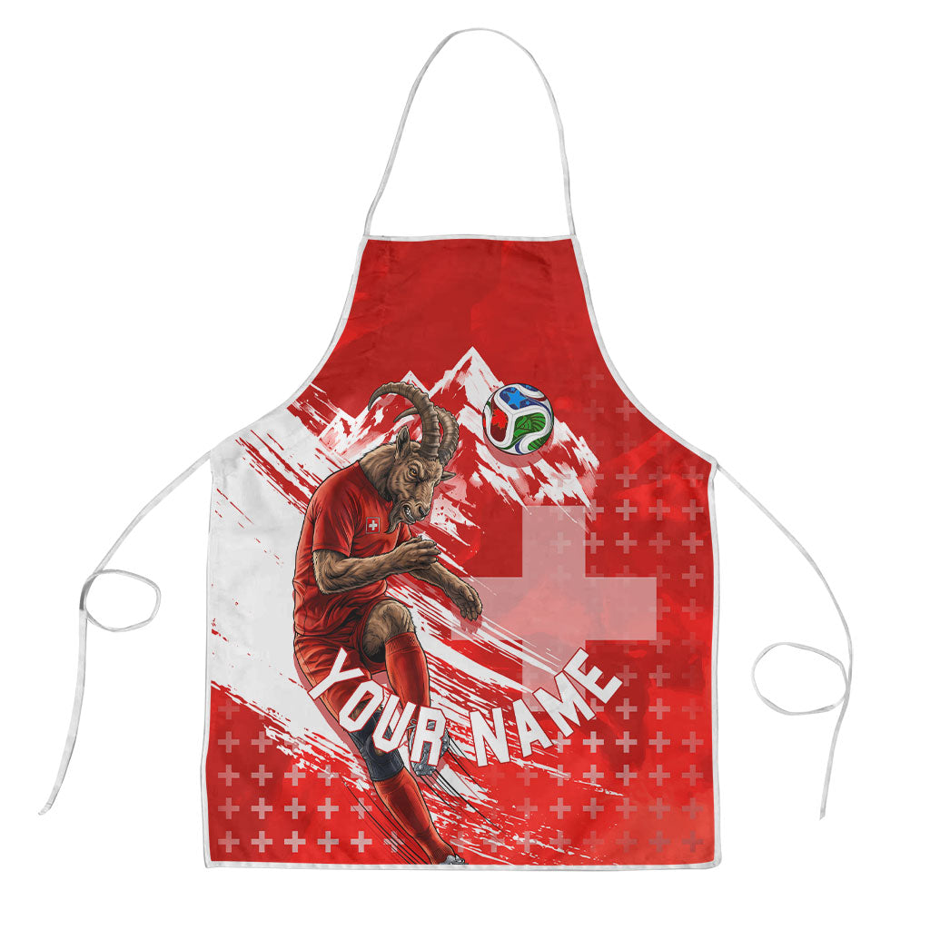 Personalized Switzerland Football Alpine Goat Apron Swiss Flag Snow Mountain - Soccer Mascot