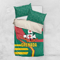 Grenada Bedding Set with Cocoa Bean Mascot and National Flag Colors - Wonder Print Shop