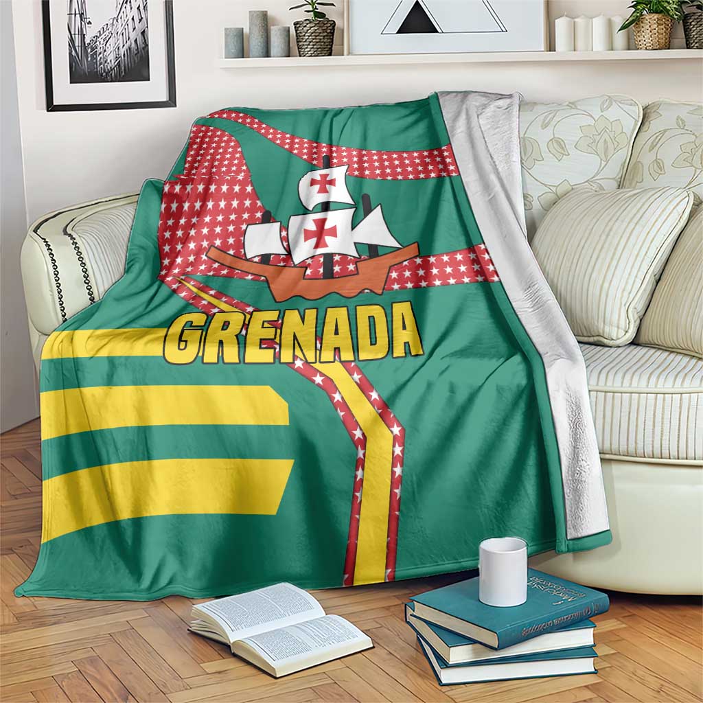 Grenada Blanket with Cocoa Bean Mascot and National Flag Colors - Wonder Print Shop