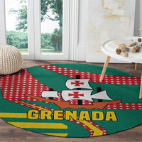 Grenada Round Carpet with Cocoa Bean Mascot and National Flag Colors - Wonder Print Shop