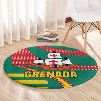 Grenada Round Carpet with Cocoa Bean Mascot and National Flag Colors - Wonder Print Shop