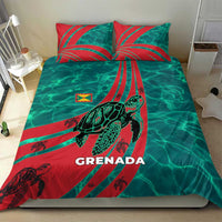 Grenada Sea Turtle Bedding Set with Red Wave Stripes and Ocean Water Background - Wonder Print Shop