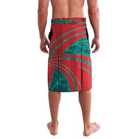 Grenada Sea Turtle Lavalava with Red Wave Stripes and Ocean Water Background - Wonder Print Shop