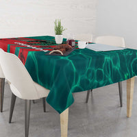 Grenada Sea Turtle Tablecloth with Red Wave Stripes and Ocean Water Background - Wonder Print Shop