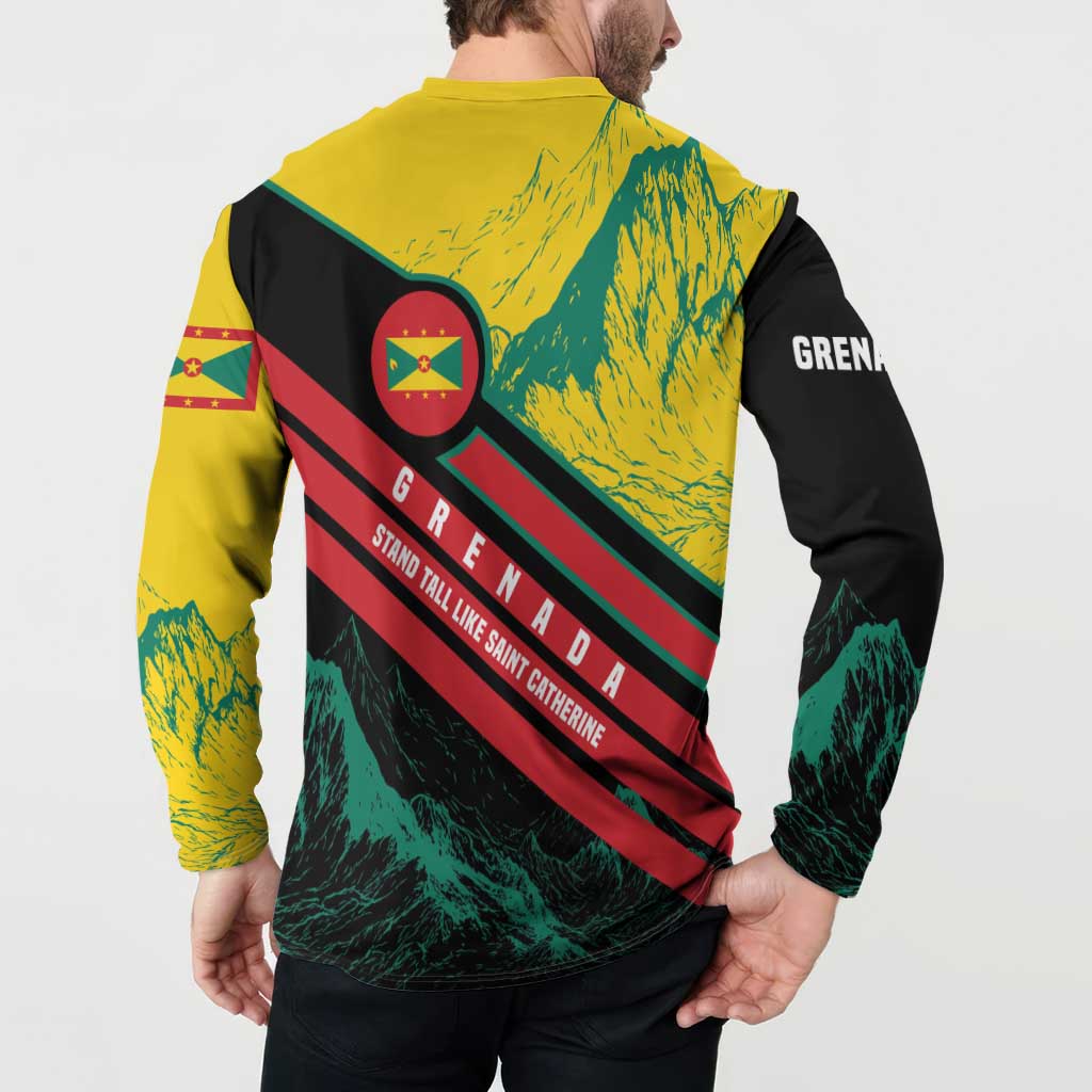 Grenada Mountain Graphic Button Sweatshirt with National Flag and Saint Catherine Quote Design - Wonder Print Shop