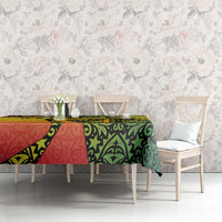 Grenada Tribal Floral Pattern Tablecloth with Rasta Gradient and Flame Motto Design - Wonder Print Shop