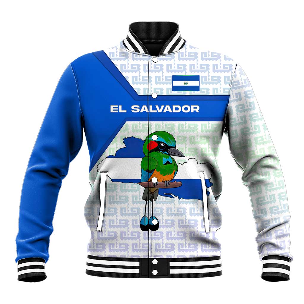 El Salvador National Symbol Baseball Jacket with Torogoz Bird and Flag Map Design - Wonder Print Shop