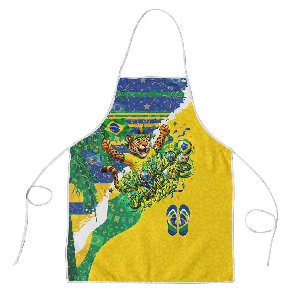 Brazil Football World Champions 2026 Apron Brasil Futebol - Jaguar Mascot - Vibrant Carnival Style