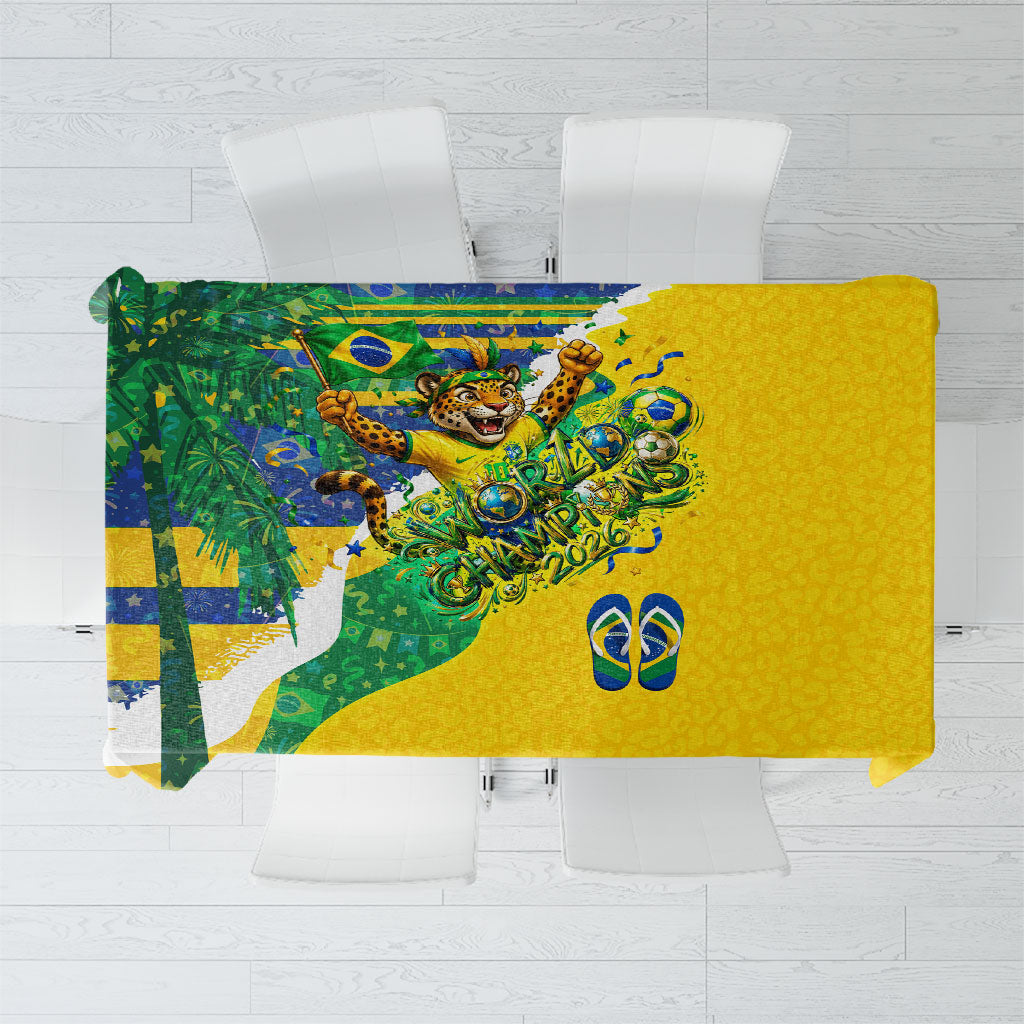 Brazil Football World Champions 2026 Tablecloth Brasil Futebol - Jaguar Mascot - Vibrant Carnival Style