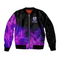Dartboard and Darts Bomber Jacket with Purple Smoke Background and Custom Team Name - Wonder Print Shop