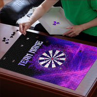 Dartboard and Darts Puzzle with Purple Smoke Background and Custom Team Name - Wonder Print Shop