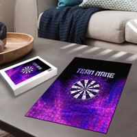 Dartboard and Darts Puzzle with Purple Smoke Background and Custom Team Name - Wonder Print Shop