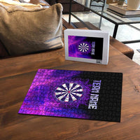 Dartboard and Darts Puzzle with Purple Smoke Background and Custom Team Name - Wonder Print Shop