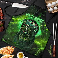 Grim Reaper and Dartboard Darts Apron with Green Lightning Background and Custom Team Name - Wonder Print Shop