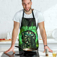 Grim Reaper and Dartboard Darts Apron with Green Lightning Background and Custom Team Name - Wonder Print Shop
