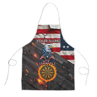 Custom American Flag and Bald Eagle Darts Apron with Flaming Dartboard - Wonder Print Shop