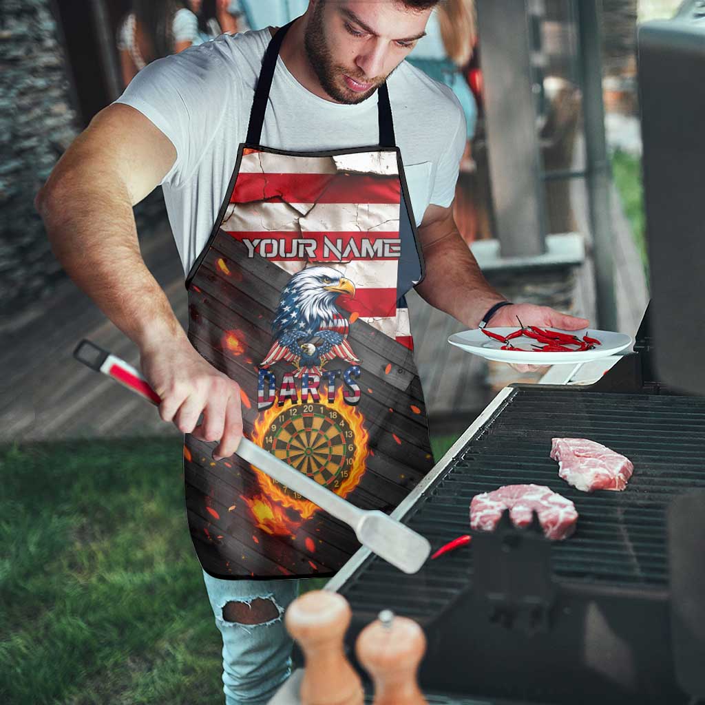 Custom American Flag and Bald Eagle Darts Apron with Flaming Dartboard - Wonder Print Shop