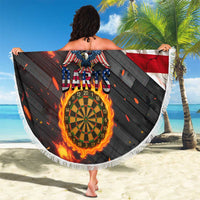 Custom American Flag and Bald Eagle Darts Beach Blanket with Flaming Dartboard - Wonder Print Shop
