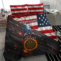 Custom American Flag and Bald Eagle Darts Bedding Set with Flaming Dartboard - Wonder Print Shop