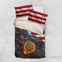 Custom American Flag and Bald Eagle Darts Bedding Set with Flaming Dartboard - Wonder Print Shop