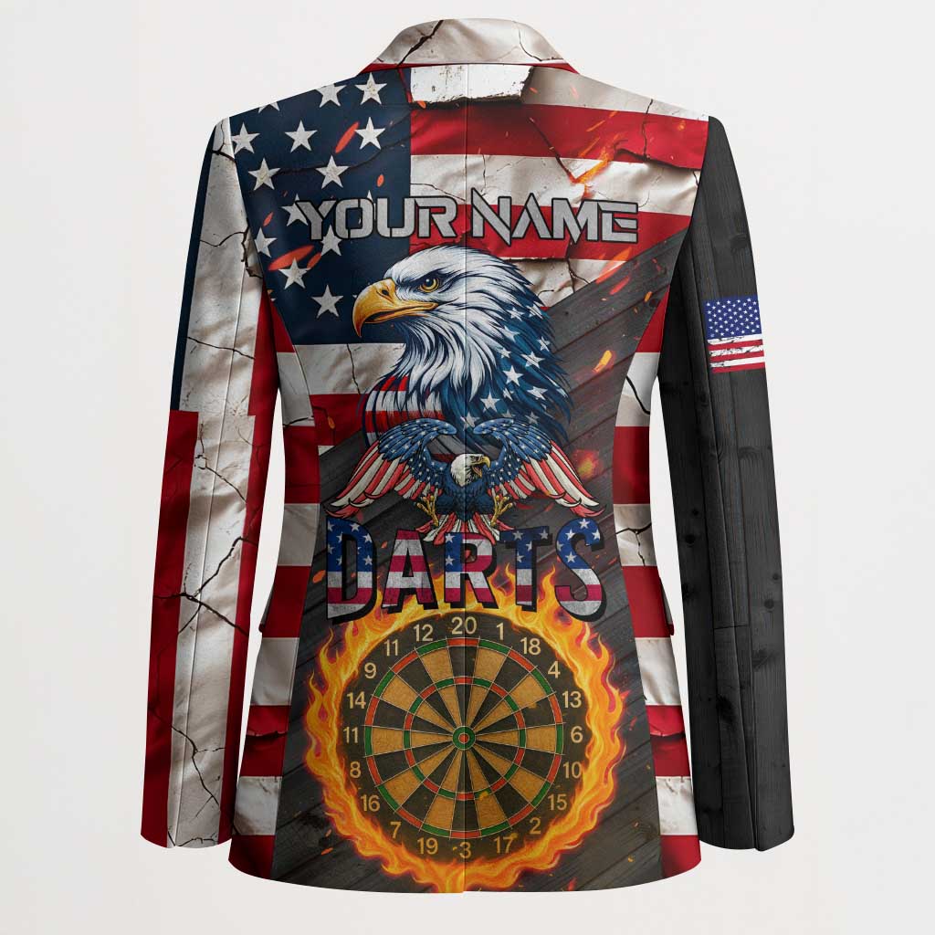 Custom American Flag and Bald Eagle Darts Blazer with Flaming Dartboard - Wonder Print Shop