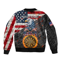 Custom American Flag and Bald Eagle Darts Bomber Jacket with Flaming Dartboard - Wonder Print Shop