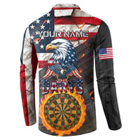 Custom American Flag and Bald Eagle Darts Button Sweatshirt with Flaming Dartboard - Wonder Print Shop