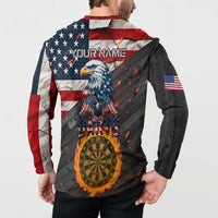 Custom American Flag and Bald Eagle Darts Button Sweatshirt with Flaming Dartboard - Wonder Print Shop