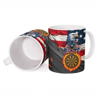 Custom American Flag and Bald Eagle Darts Ceramic Mug with Flaming Dartboard - Wonder Print Shop