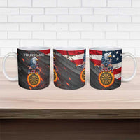 Custom American Flag and Bald Eagle Darts Ceramic Mug with Flaming Dartboard - Wonder Print Shop