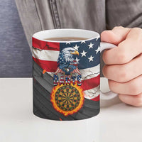 Custom American Flag and Bald Eagle Darts Ceramic Mug with Flaming Dartboard - Wonder Print Shop