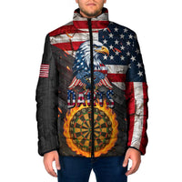 Custom American Flag and Bald Eagle Darts Padded Jacket with Flaming Dartboard - Wonder Print Shop
