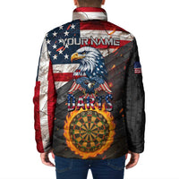 Custom American Flag and Bald Eagle Darts Padded Jacket with Flaming Dartboard - Wonder Print Shop