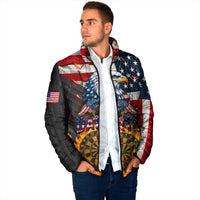 Custom American Flag and Bald Eagle Darts Padded Jacket with Flaming Dartboard - Wonder Print Shop