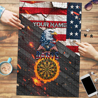 Custom American Flag and Bald Eagle Darts Puzzle with Flaming Dartboard - Wonder Print Shop