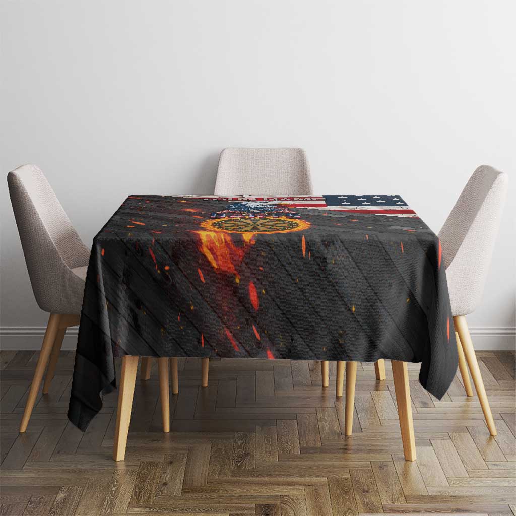 Custom American Flag and Bald Eagle Darts Tablecloth with Flaming Dartboard - Wonder Print Shop