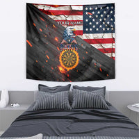 Custom American Flag and Bald Eagle Darts Tapestry with Flaming Dartboard - Wonder Print Shop