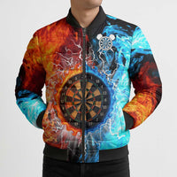 Custom Thunder Lightning Darts Bomber Puffer Jacket Dartboard Water Fire - Wonder Print Shop