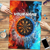 Custom Thunder Lightning Darts Puzzle Dartboard Water Fire - Wonder Print Shop
