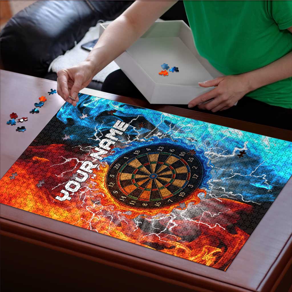 Custom Thunder Lightning Darts Puzzle Dartboard Water Fire - Wonder Print Shop