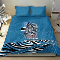 Botswana Independence Day Bedding Set Flying Dove Graphic Zebra Portrait Flag Map