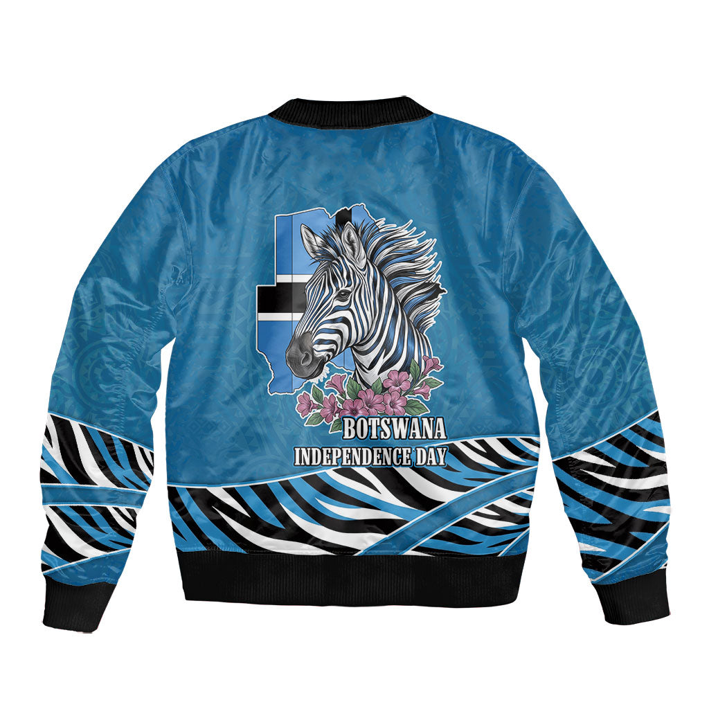 Botswana Independence Day Bomber Jacket Flying Dove Graphic Zebra Portrait Flag Map