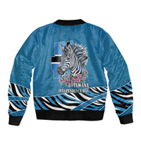 Botswana Independence Day Bomber Jacket Flying Dove Graphic Zebra Portrait Flag Map