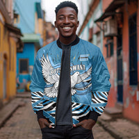 Botswana Independence Day Bomber Jacket Flying Dove Graphic Zebra Portrait Flag Map