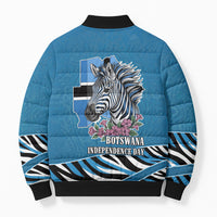 Botswana Independence Day Bomber Puffer Jacket Flying Dove Graphic Zebra Portrait Flag Map