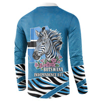 Botswana Independence Day Button Sweatshirt Flying Dove Graphic Zebra Portrait Flag Map