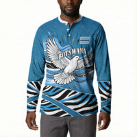 Botswana Independence Day Button Sweatshirt Flying Dove Graphic Zebra Portrait Flag Map