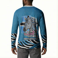 Botswana Independence Day Button Sweatshirt Flying Dove Graphic Zebra Portrait Flag Map