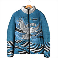 Botswana Independence Day Padded Jacket Flying Dove Graphic Zebra Portrait Flag Map